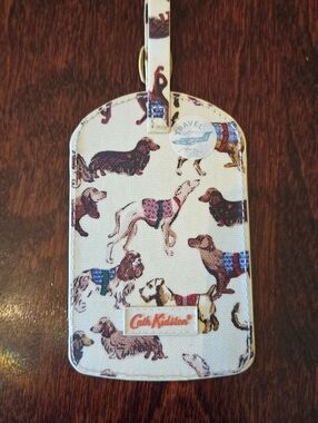 Cath Kidston Cream Dog Print Luggage Tag with Multicolor Dog Illustrations NWOT